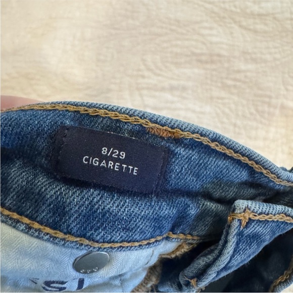 GAP Cigarette Jeans Women’s 8/29 Distressed Raw Hem Mid Rise Blue Denim - Picture 7 of 7